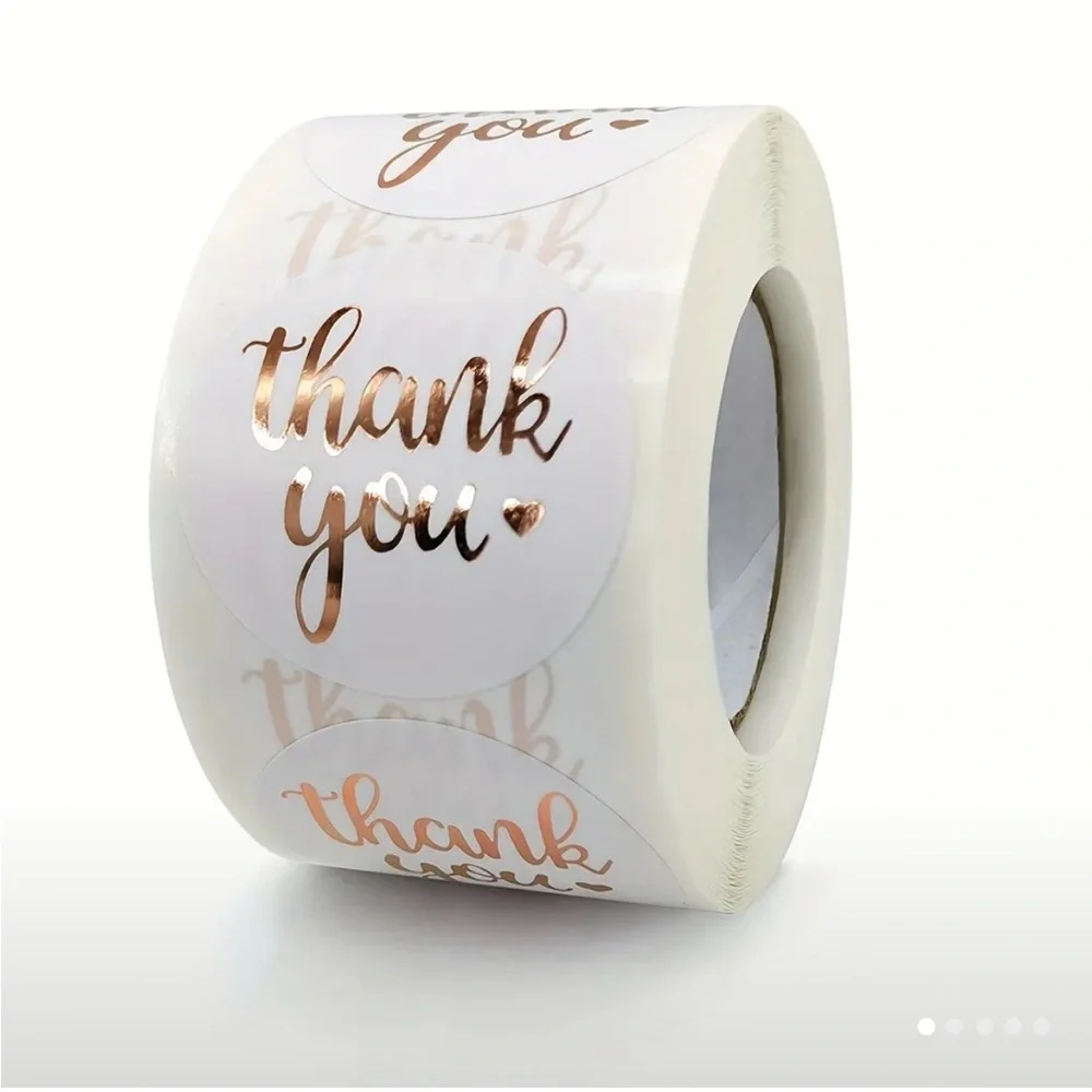 500 Thank You Sticker Roll Foil 1.5